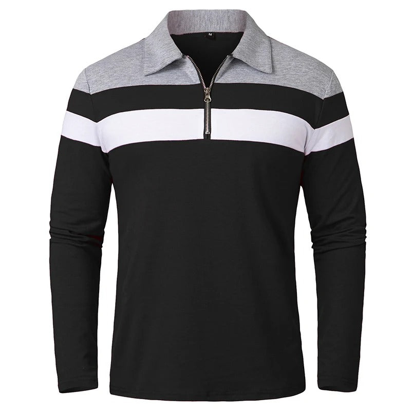 Elegant Stribet Zip Sweater