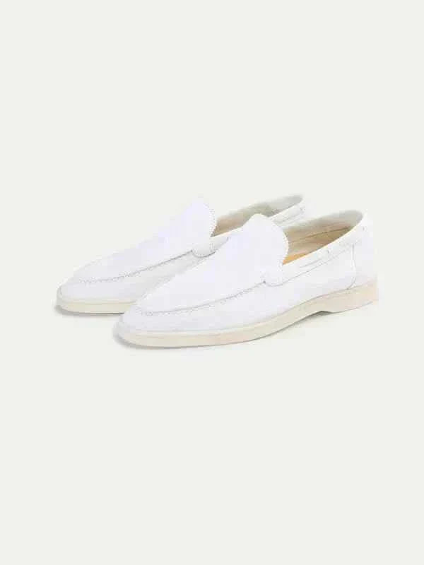 Mocassino Klassisk i Hvid Perlesuede