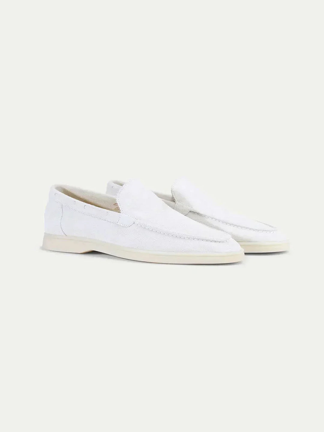 Mocassino Klassisk i Hvid Perlesuede