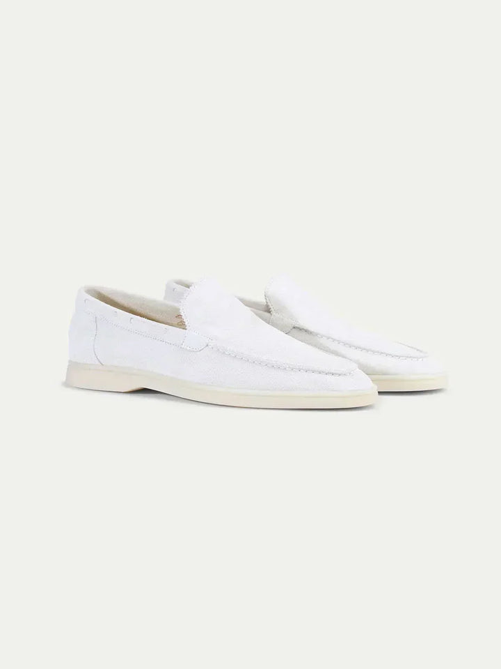 Mocassino Klassisk i Hvid Perlesuede