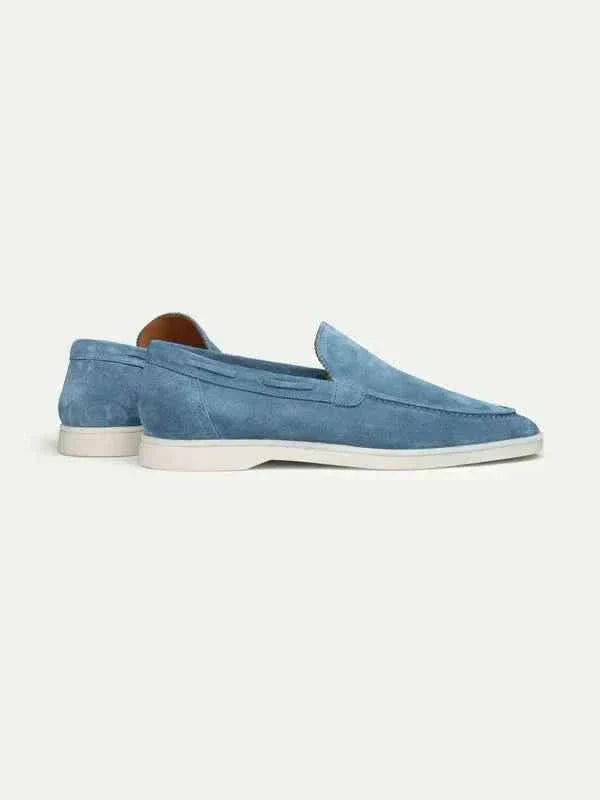 Mocassino Klassisk i Blå Ocean Suede