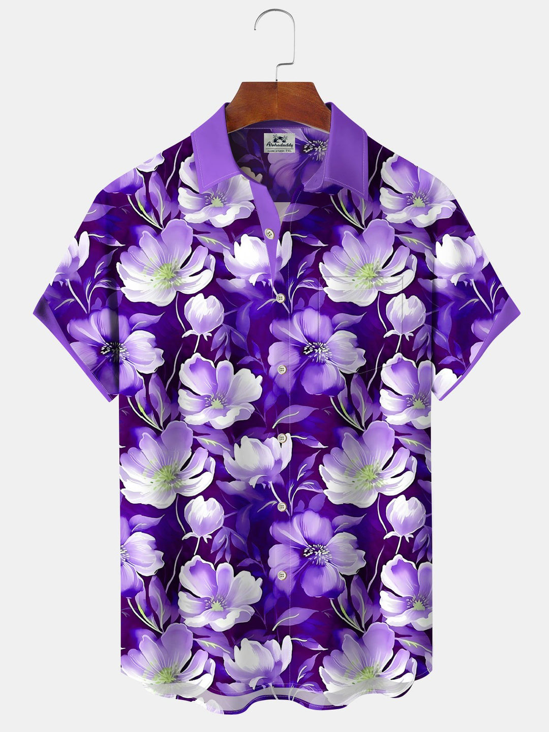 Alohadaddy Hawaiian Floral Print Men's Button Pocket Short Sleeve Shirt