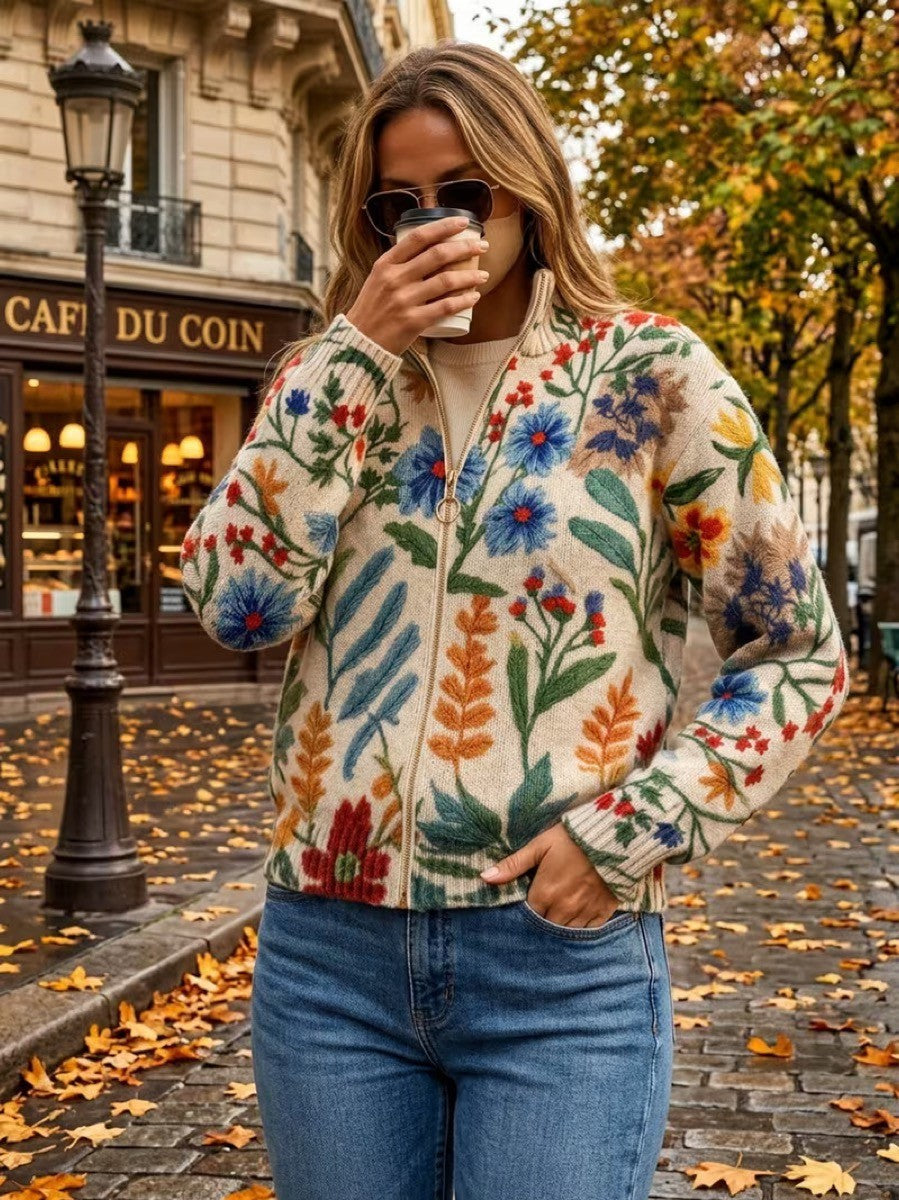 Renata™ | Cardigan Zip Floreale Giardino Botanico