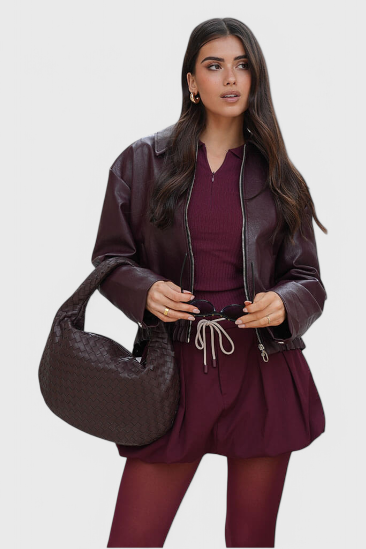 Sac Lila Medium Vævet med Sløjfedetalje